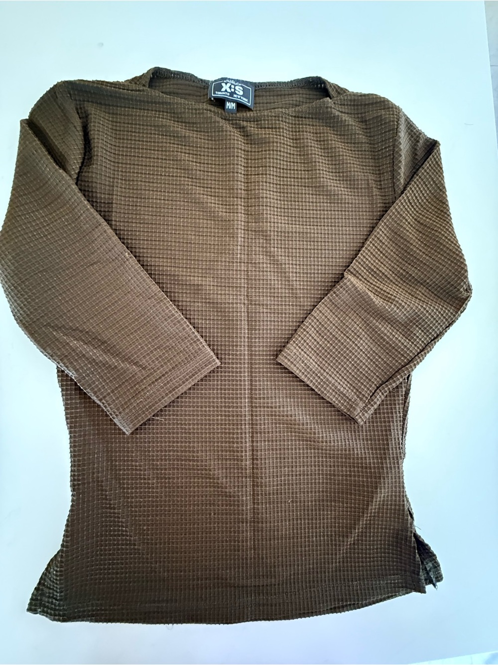 Vintage X:S Brown Waffle Knit 3/4 Sleeve Top